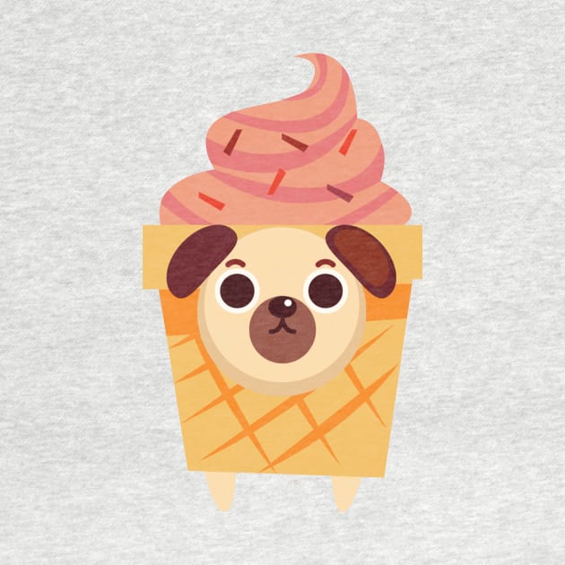 Pug Dog and Ice Cream Cone by edwardecho